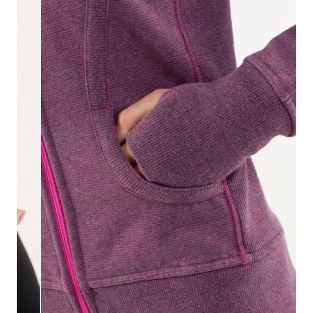 Lululemon Scuba Stripes Hoodie 6 Full Zip Thumbholes Fleece Purple - Picture 2 of 11